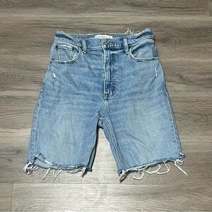 Abercrombie & Fitch 2/26 Blue Jean Shorts 90s Straight Ultra High Rise Raw Jorts